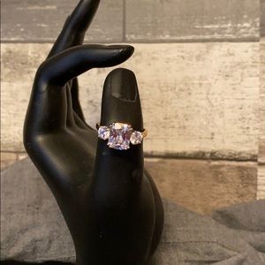 Cubic zirconia tri stone ring